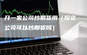 开一家公司炒期货用（投资公司可以炒期货吗）