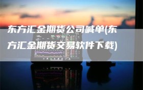 东方汇金期货公司喊单(东方汇金期货交易软件下载)