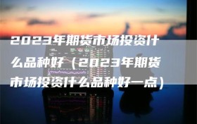 2023年期货市场投资什么品种好（2023年期货市场投资什么品种好一点）