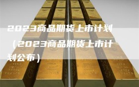 2023商品期货上市计划（2023商品期货上市计划公布）